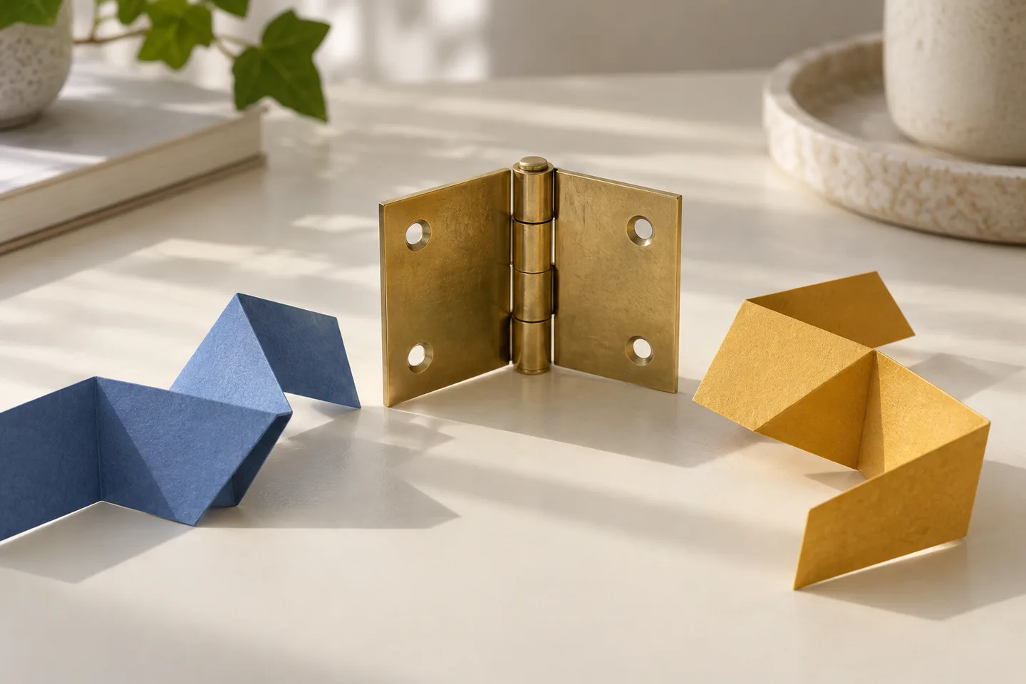 Balama metalică și forme din hârtie pentru o analogie geometrică.