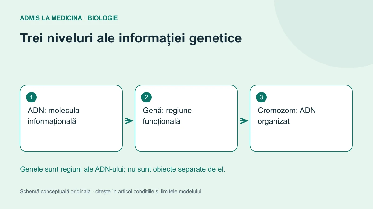 Trei niveluri ale informației genetice. Schemă conceptuală originală Admis la Medicină.
