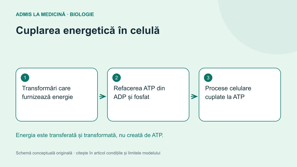 Cuplarea energetică în celulă. Schemă conceptuală originală Admis la Medicină.