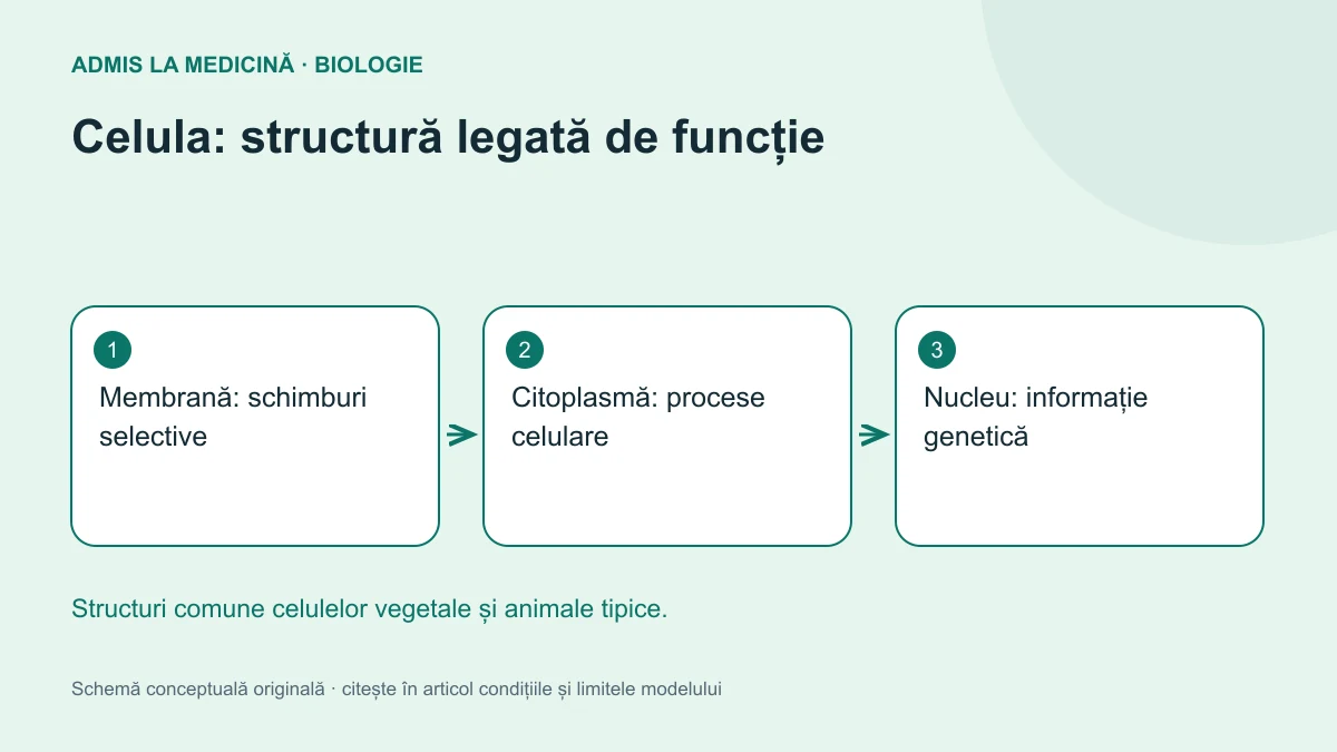 Celula: structură legată de funcție. Schemă conceptuală originală Admis la Medicină.