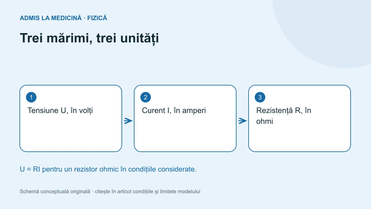Trei mărimi, trei unități. Schemă conceptuală originală Admis la Medicină.