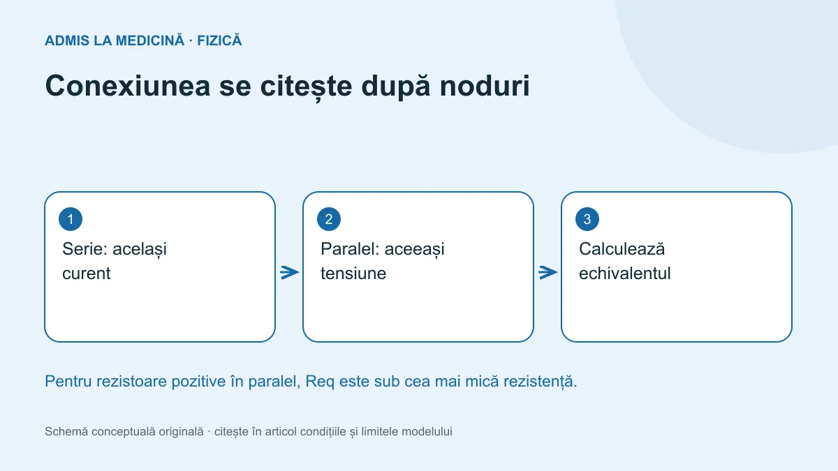 Conexiunea se citește după noduri. Schemă conceptuală originală Admis la Medicină.