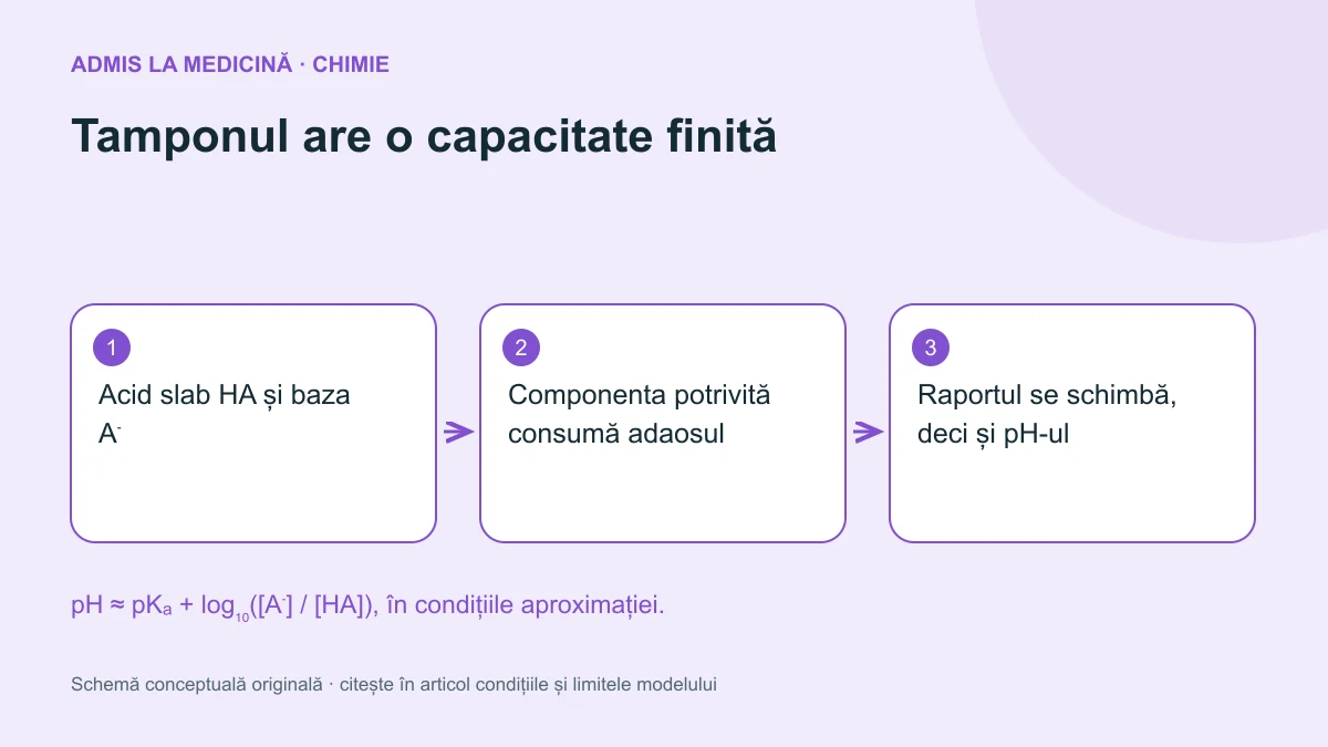 Tamponul are o capacitate finită. Schemă conceptuală originală Admis la Medicină.