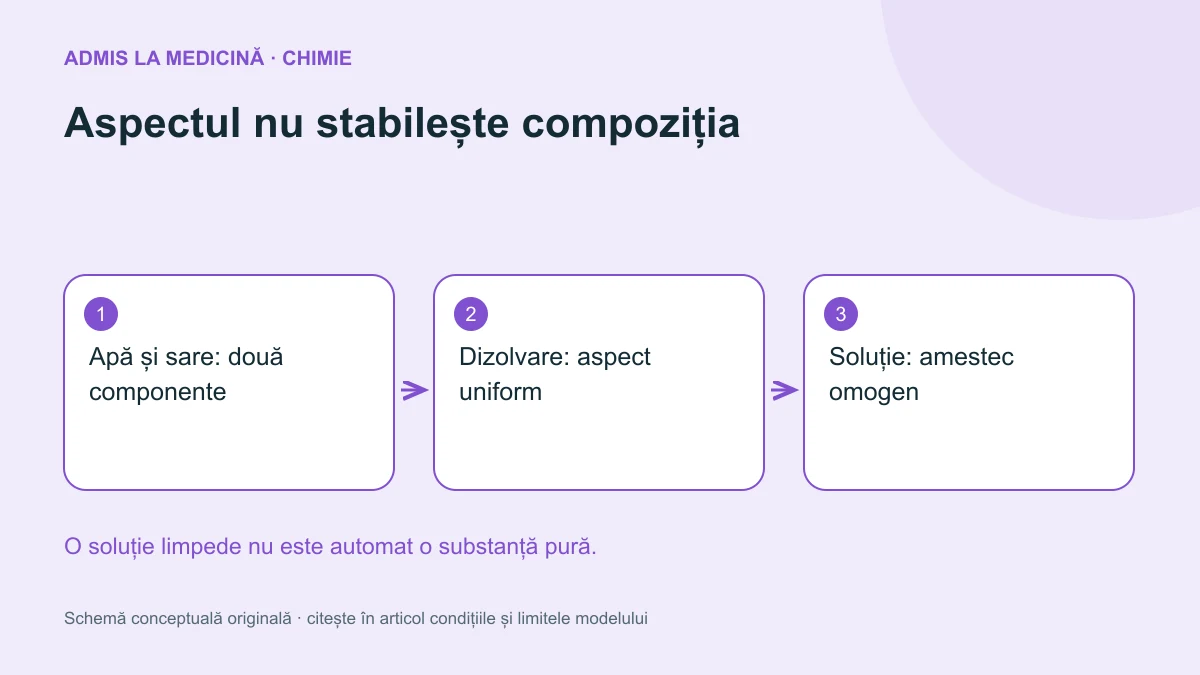 Aspectul nu stabilește compoziția. Schemă conceptuală originală Admis la Medicină.