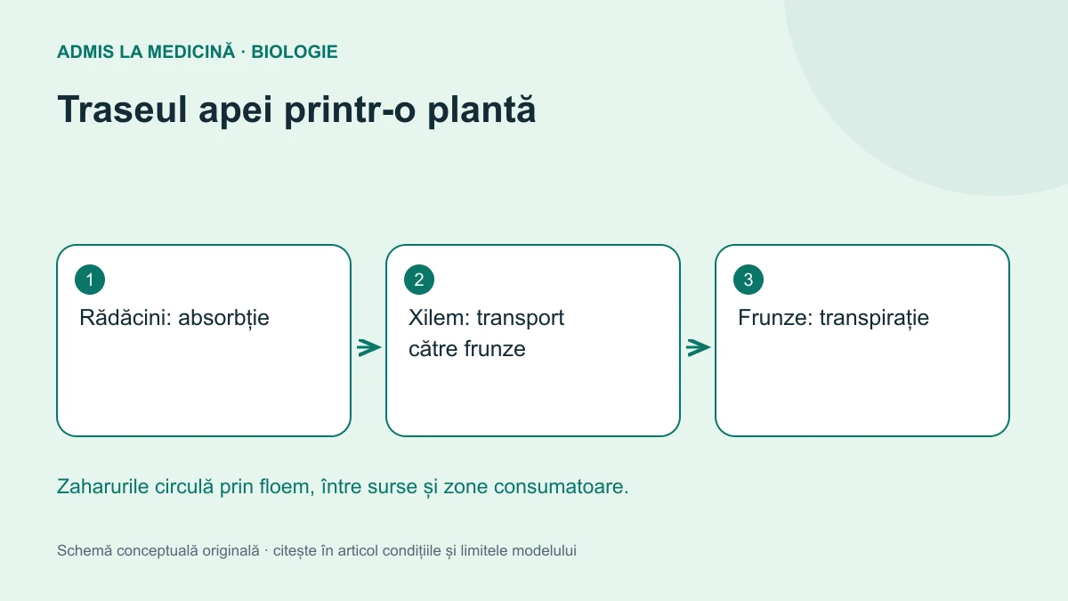 Traseul apei printr-o plantă. Schemă conceptuală originală Admis la Medicină.